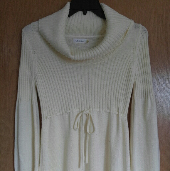 Calvin Klein Sweaters - Calvin Klein cream draw string sweater dress